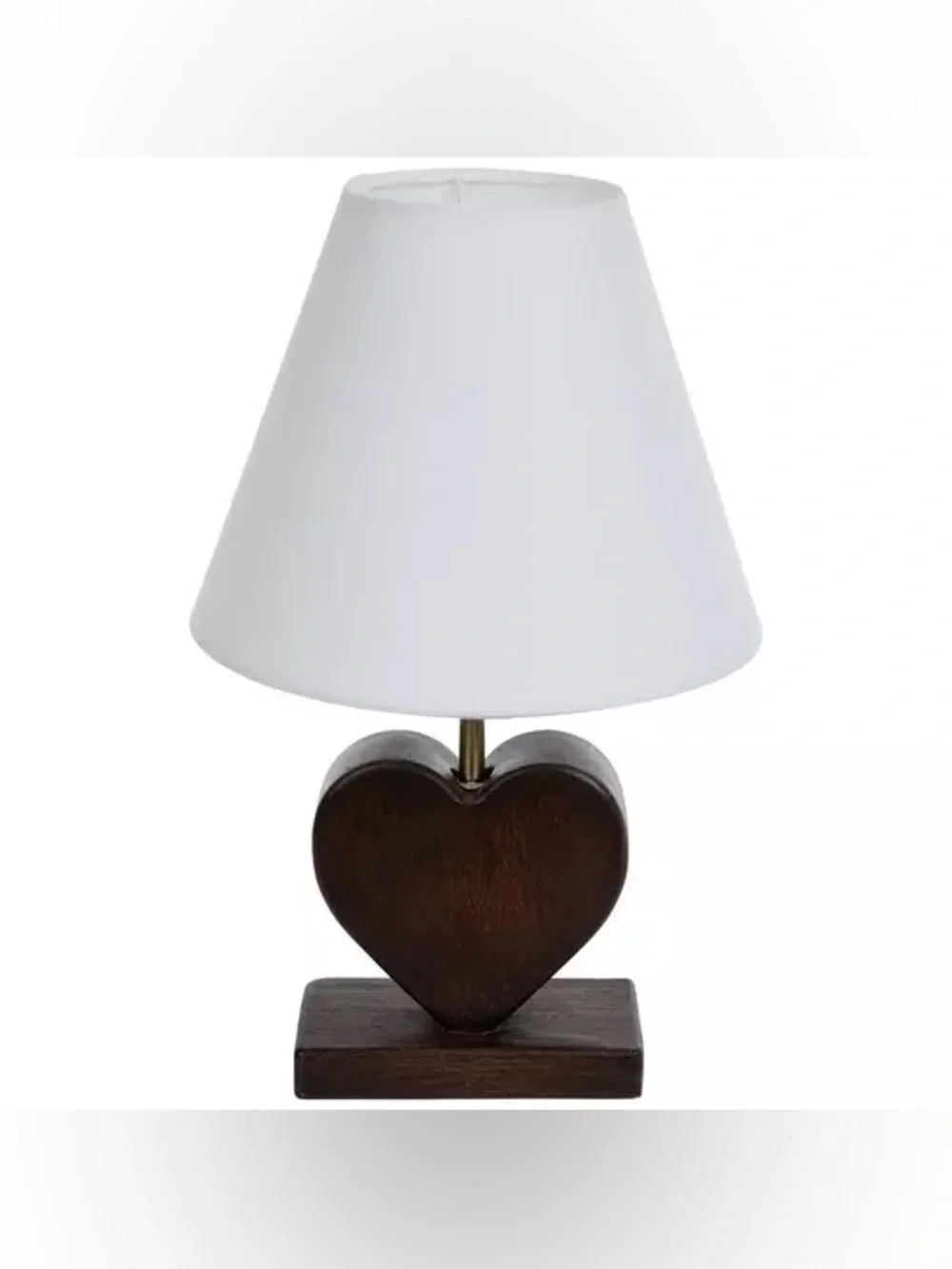 Brown Wood Look Heart Accent Lamp
